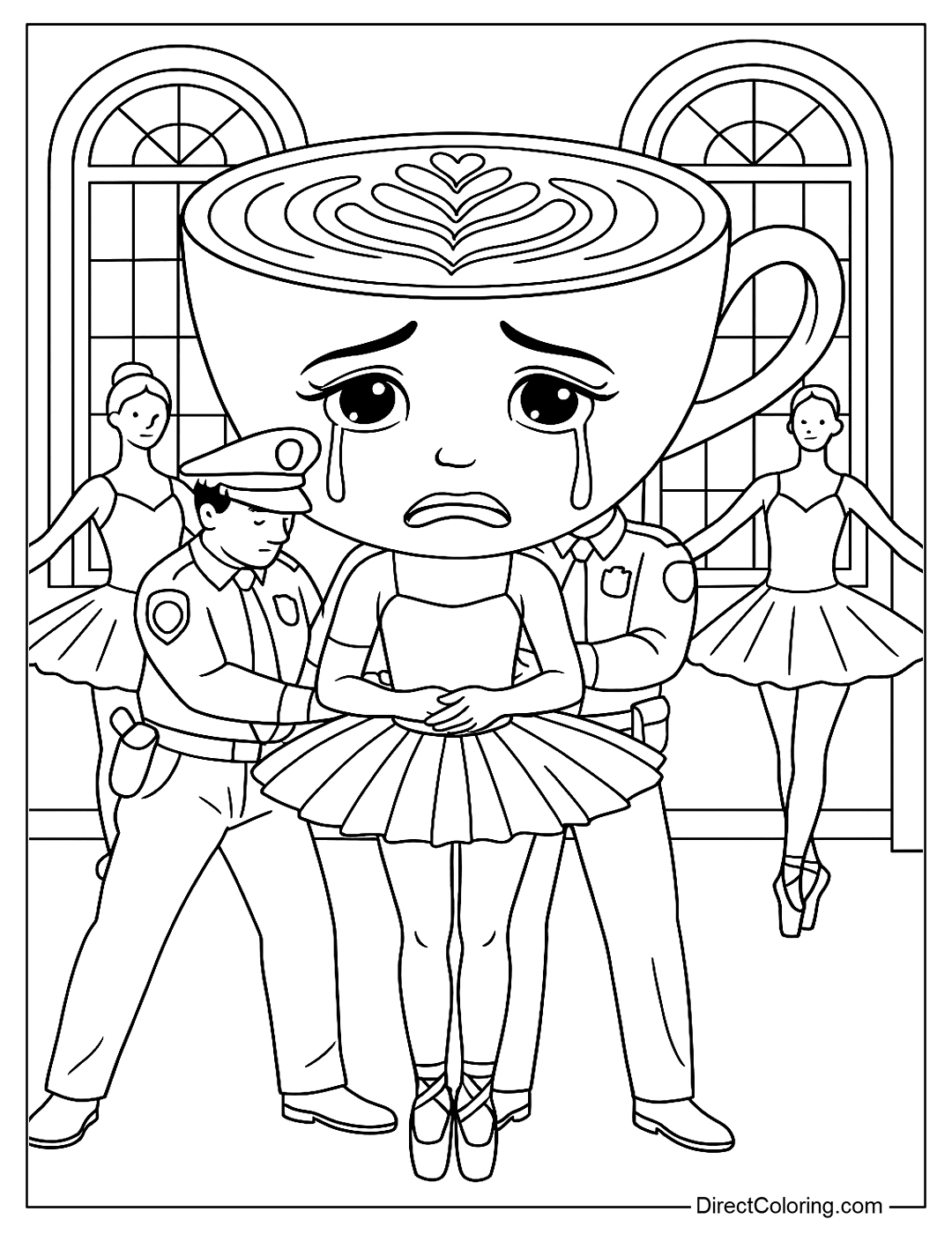 Cappuccina Caught by Police Coloring Page